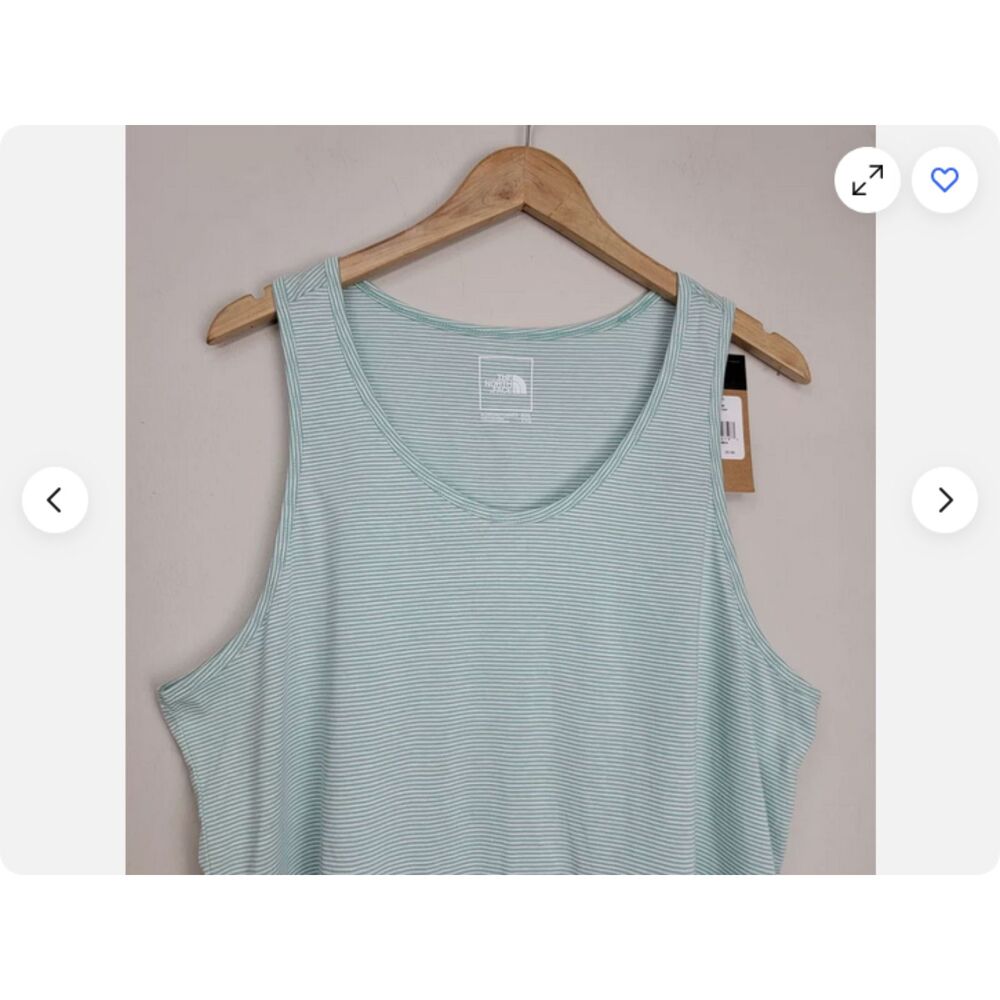 The North Face Green White Striped Athletic Leisure Sleeveless Tank Top (NWT) - Picture 2 of 5
